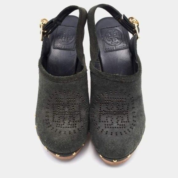 Tory Burch Suede Brayden Slingback Black Clogs - Picture 16 of 16